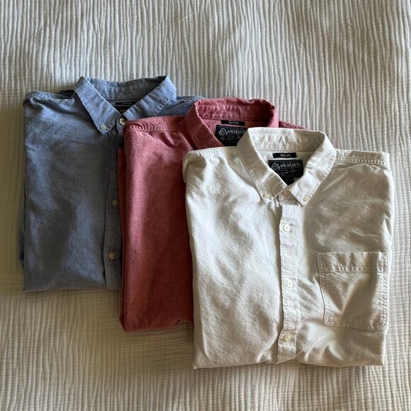 Set of 3 Casual Button Downs in Red, White, and Blue - Picture 1 of 3